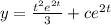 y=\frac{t^2e^{2t}}{3}+ce^{2t}