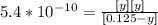 5.4*10^{-10} =\frac{[y][y]}{[0.125-y]}