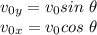 v_{0y} = v_0sin \ \theta\\v_{0x} = v_0cos \ \theta