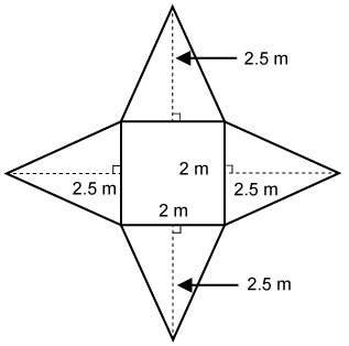 Amonument in a park is shaped like a square pyramid. the dimensions are shown in the net. what is th