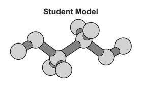 Astudent creates a ball-and-stick model to represent the atomic scale of a substance. which of the f