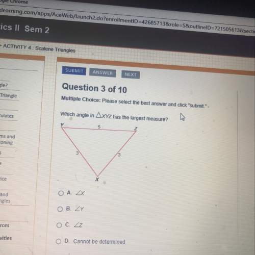 Which angle in xyz has the largest measure?