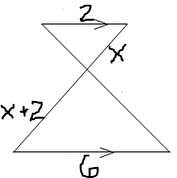 Last question plz the triangles below are similar. find x showing the proportion and all work.