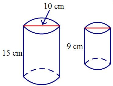 The two cylinders are similar. find the surface area of the smaller cylinder. round your answer to t