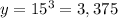 y = 15^3=3,375