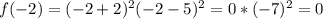 f(-2)= (-2+2)^{2} (-2-5)^{2}=0* (-7)^{2}=0