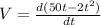 V =\frac{d(50t - 2t^ 2)}{dt}