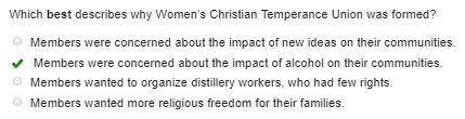 Which best describes why women’s christian temperance union formed