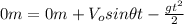 0 m=0 m+V_{o}sin\theta t-\frac{gt^{2}}{2}
