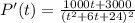 P'(t)=\frac{1000t+3000}{(t^2+6t+24)^2}