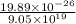 \frac{19.89 \times 10^{-26}}{9.05 \times 10^{19}}