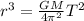 r^3 = \frac{GM}{4 \pi^2} T^2
