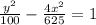 \frac{y^{2}}{100}-\frac{4x^{2}}{625}=1