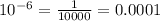10^{-6}=\frac{1}{10000}=0.0001
