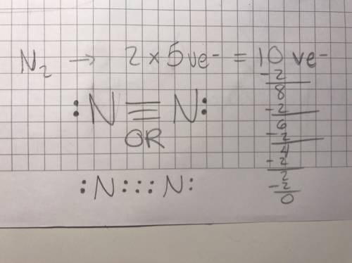 Which is an acceptable lewis structure for a diatomic nitrogen molecule?