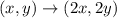 (x,y) \rightarrow (2x,2y)