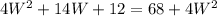 4W^{2}+14W+12=68+4W^{2}