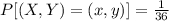 P[(X,Y)=(x,y)] = \frac{1}{36}