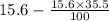 15.6-\frac{15.6\times 35.5}{100}