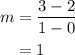 \begin{aligned}m&= \frac{{3 - 2}}{{1 - 0}}\\&= 1\\\end{aligned}
