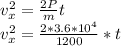 v_{x} ^{2}=\frac{2P}{m}t\\v_{x} ^{2}=\frac{2*3.6*10^{4}}{1200} *t