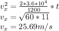 v_{x}^{2}=\frac{2*3.6*10^{4}}{1200} *t\\v_{x}=\sqrt{60*11} \\v_{x} = 25.69 m/s