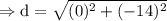 \Rightarrow \mathrm{d}=\sqrt{(0)^{2}+(-14)^{2}}