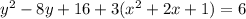 y^2-8y+16+3(x^2+2x+1)=6