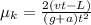 \mu_k = \frac{2(vt - L)}{(g + a) t^2}