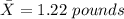 \bar{X}=1.22\ pounds