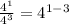 \frac{4^{1}}{4^{3} }   =4^{1-3}