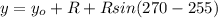 y = y_o + R + R sin(270 - 255)