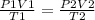 \frac{P1V1}{T1}=\frac{P2V2}{T2}