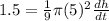 1.5=\frac{1}{9}\pi (5)^2 \frac{dh}{dt}