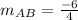 m_A_B=\frac{-6}{4}