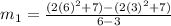m_1=\frac{(2(6)^2+7)-(2(3)^2+7)}{6-3}
