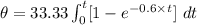 \theta =33.33\int_0^t[1 -e^{ - 0.6\times t}]\ dt