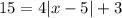 15=4|x-5|+3