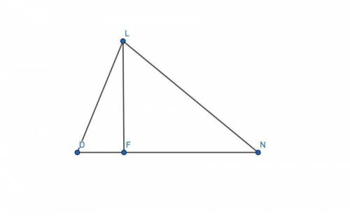 Given:  ∆dln, lf ⊥ dn , df = 4 m∠n = 23º, m∠d = 47º find:  dl, ln, dn