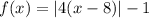 f(x)= |4(x-8)|-1