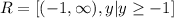 R=[(-1,\infty), y|y\geq -1]