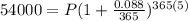 54000 = P(1 + \frac{0.088}{365})^{365(5)}