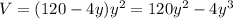 V=(120-4y)y^2=120y^2-4y^3