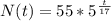 N(t)=55*5^{\frac{t}{17}}