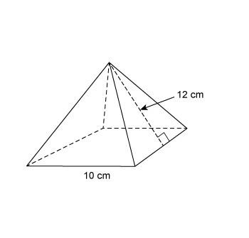 Will mark brainiest what is the surface area of the square pyramid? a. 1152 in2 b. 1600 in2 c. 275