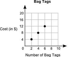 The graph below shows the cost of bag tags based on the number of bag tags ordered: the cost of 1 b