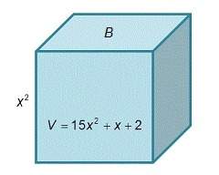 The volume of a rectangular prism can be found by multiplying the base area, b, times the height. if