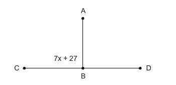 Find x if segment a b is perpendicular to segment c d in the figure below.