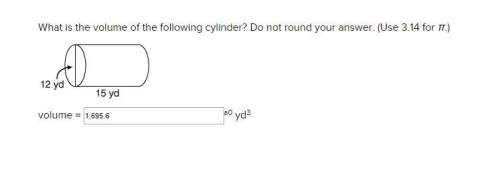 What is the volume of the following cylinder? do not round your answer. (use 3.14 for π.)