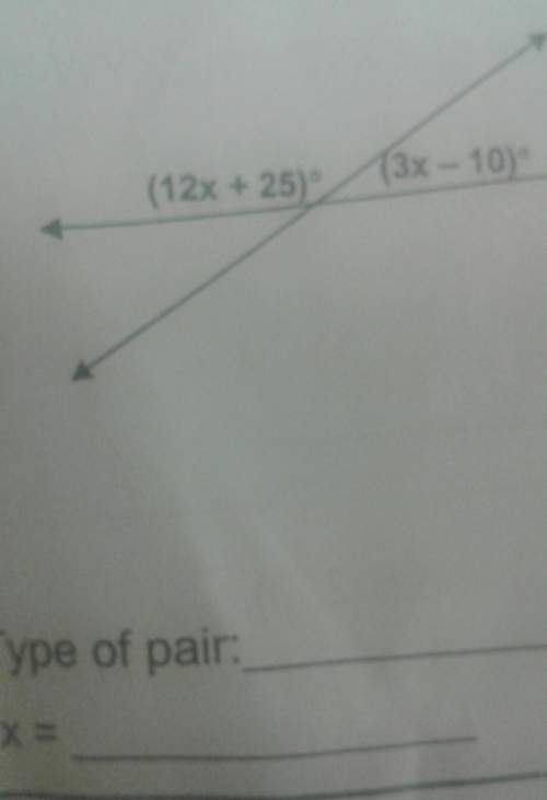 Identify the type of angel pair and solve for x